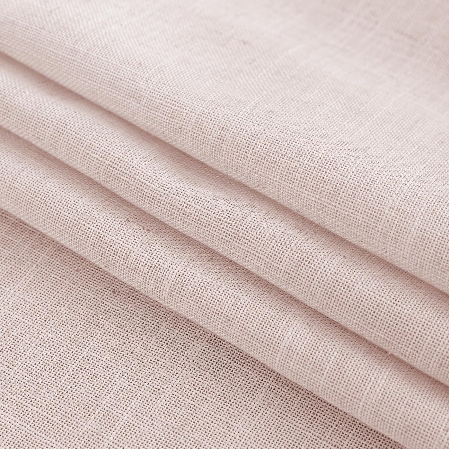 CUCRAF Rideau avec Oeillets Voilage Lin Semi-Transparent, Vieux Rose 140x245cm Lot de 2