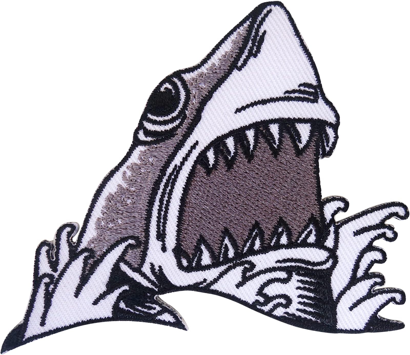 ELLU Shark Patch Iron Sew On Clothes Jeans Fish Embroidered Badge Embroidery Applique