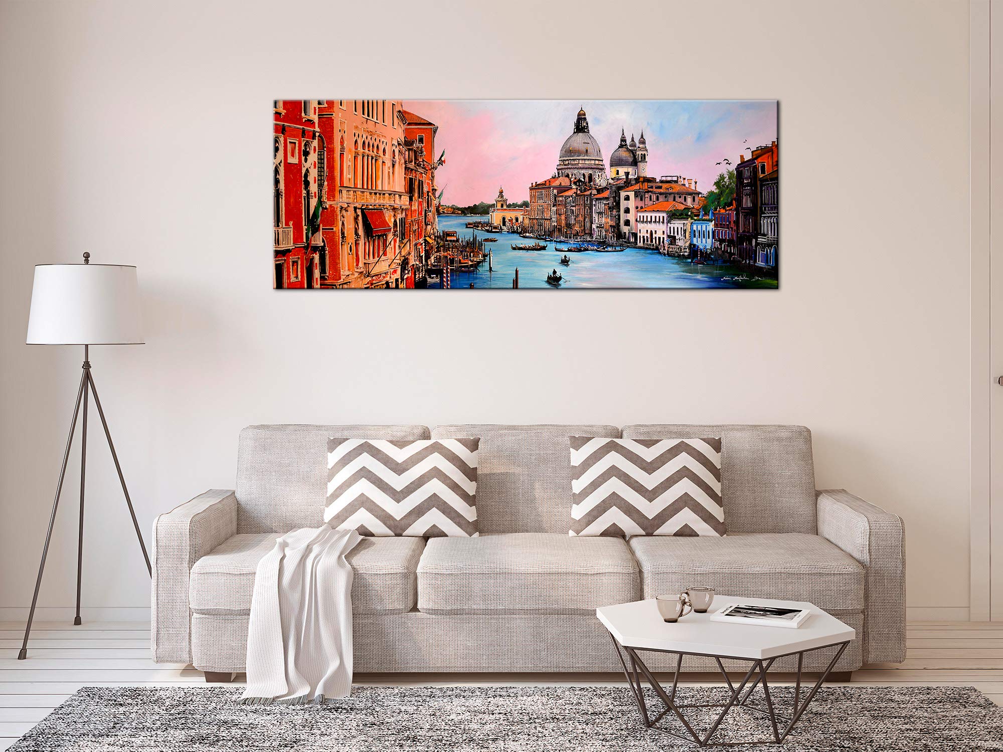 DECLINA, Quadro Decorativo da Parete per Soggiorno Moderno, Quadro Decorativo da Parete, Riproduzione Pittura su Tela Remi Bertoche Venezia, 80 x 30 cm