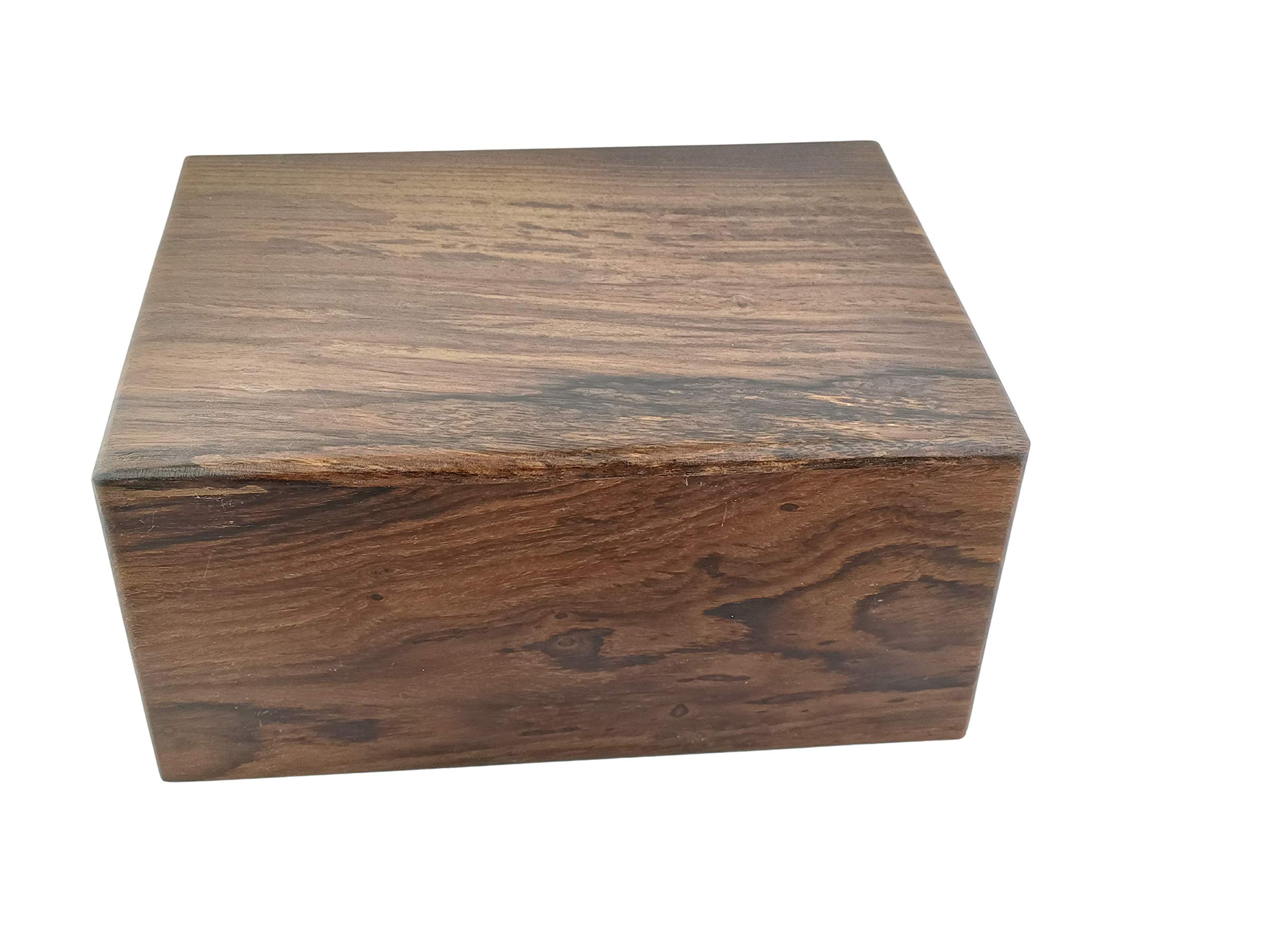 Indian Glance Sheesham Wood Urn - XX-Large (9.5" x 7.5" x 5.25") Hand Carved Brown Urn with Sliding Lid (225 cu. in.)