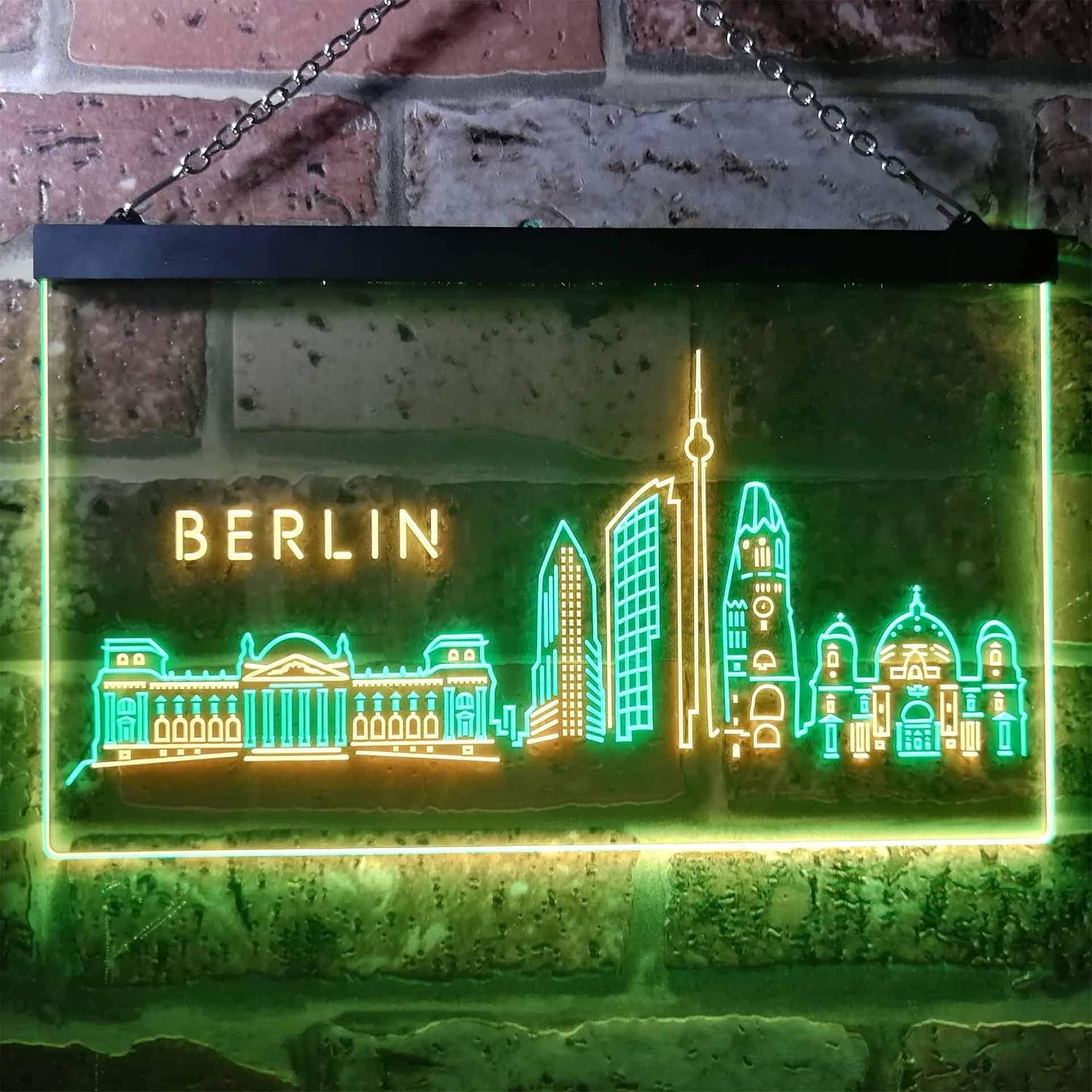 ADVPRO Berlin City Skyline Silhouette Dual Color LED Neon Sign Green & Yellow 12" x 8.5" st6s32-i3273-gy