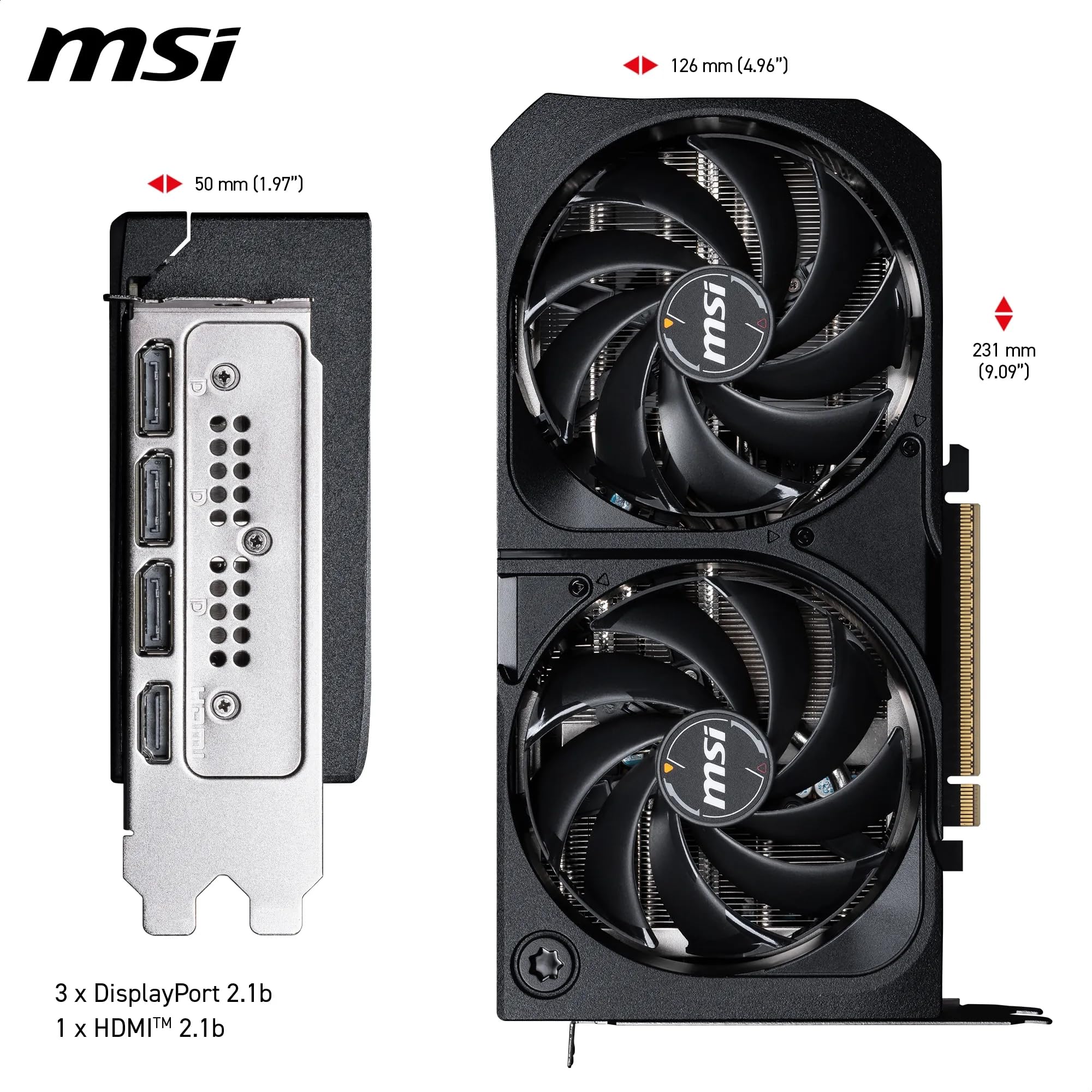 MSI NVIDIA GeForce RTX 5070 12G Shadow 2X OC Carte Graphique 12 Go GDDR7 PCIe 5.0 Double Ventilateur HDMI 2.1b DisplayPort 2.1b SFF Ready