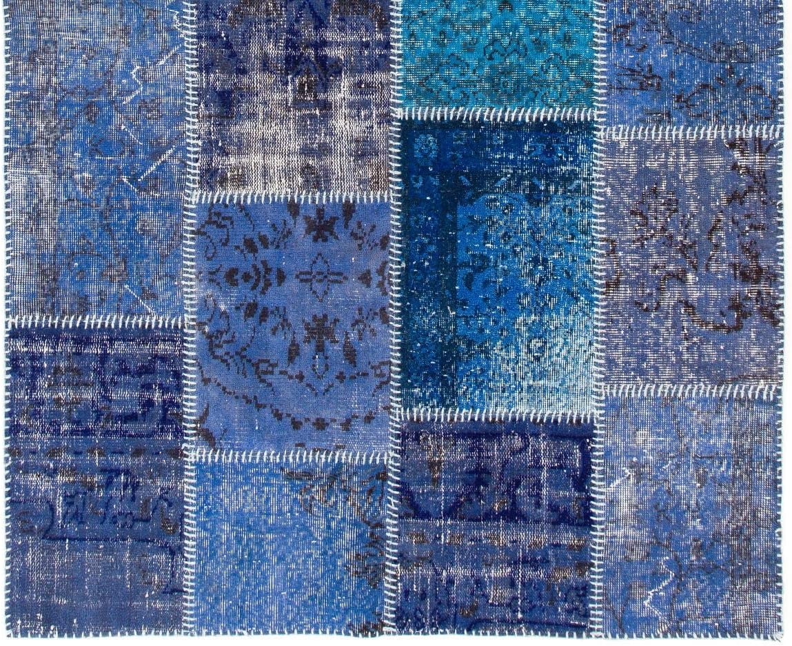 Modern Handmade Patchwork Rug, Wool and Cotton Turkish Carpet. Custom Colors & Sizes Available. D730