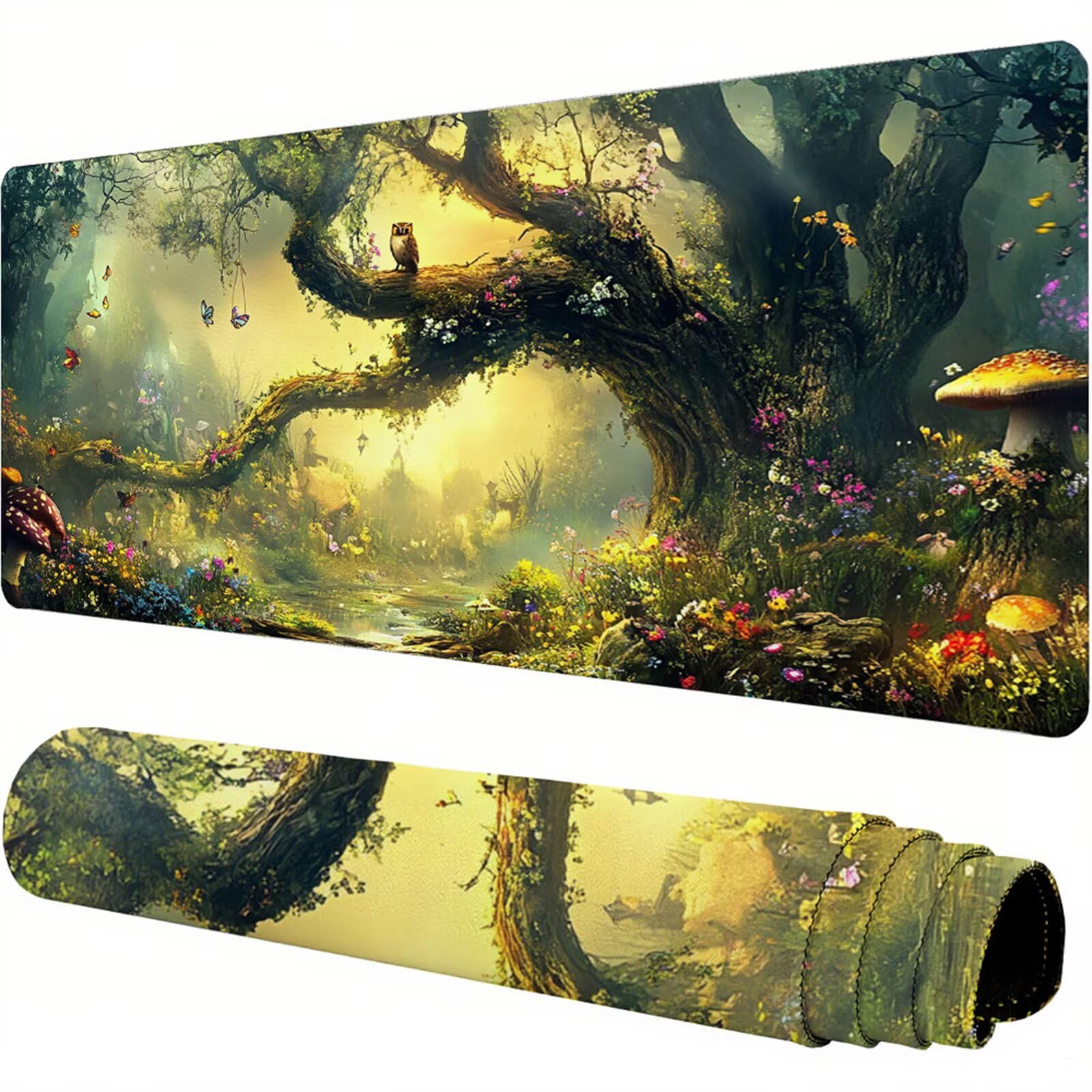 Zielona podkładka pod mysz XXL 1400 x 600 x 3 mm uchwyt pod biurko akcesoria antypoślizgowa gumowa podstawa i zszyte krawędzie podkładka pod mysz dla graczy do dekoracji biura dekoracyjnego, prezenty