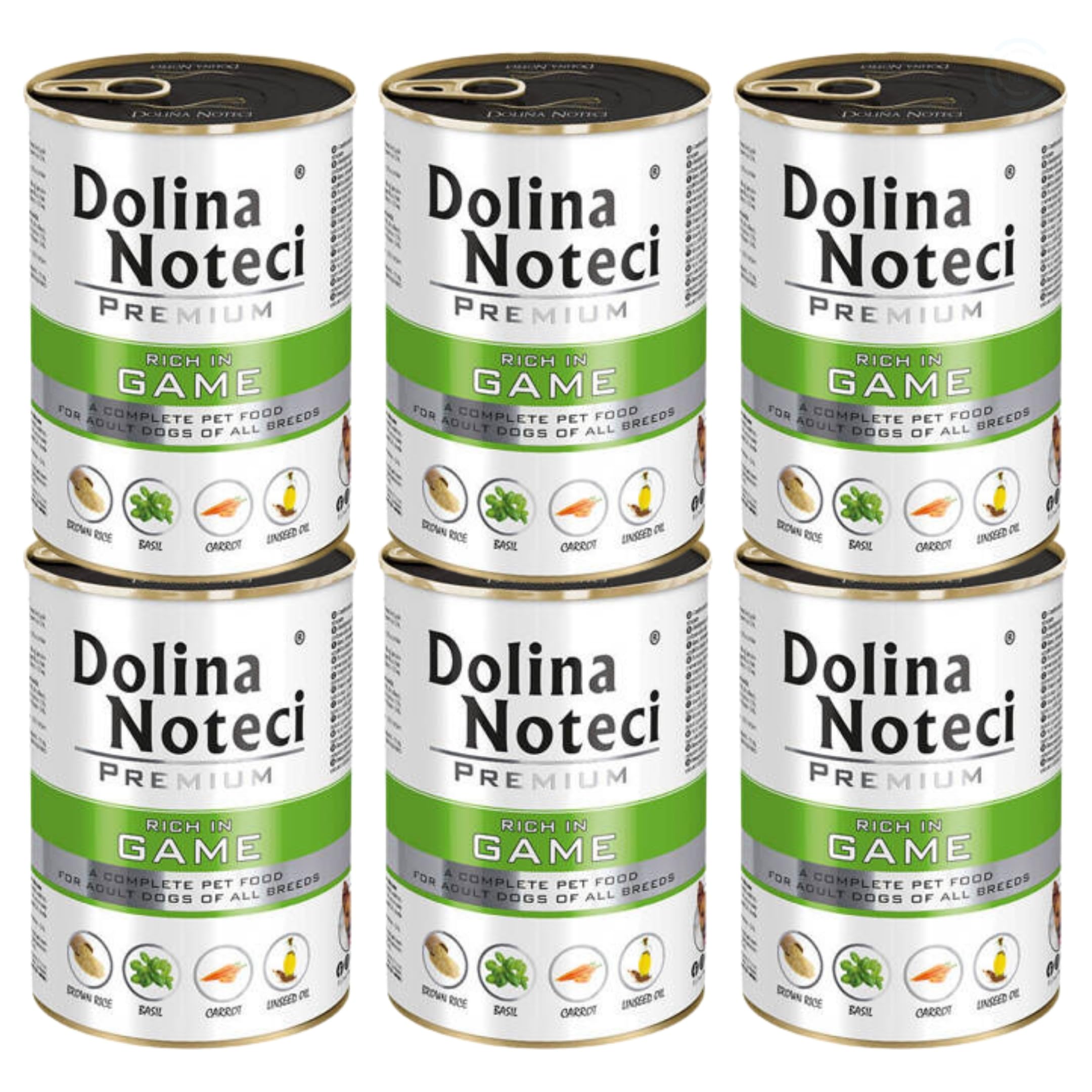 Dolina Noteci Premium Wet Dog Food, Game with Brown Rice, Gluten-Free (6x400g)