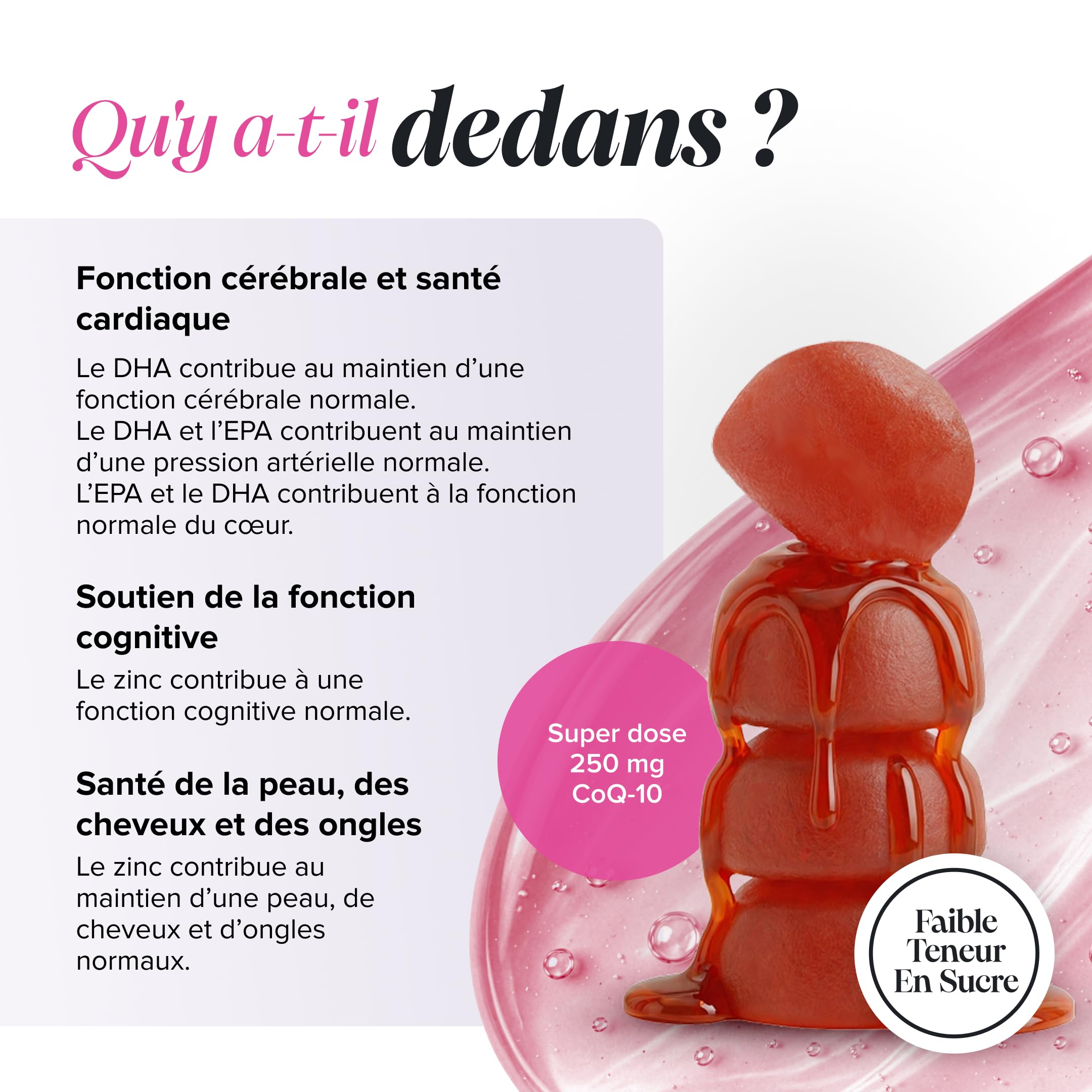 Coenzyme Q10 Gummies – 250 mg de CoQ10 + Niacine & Zinc – Énergie, Moins de Fatigue & Système Nerveux – Végan, Sans Gluten – Goût Orange – 60 Gummies – Novomins
