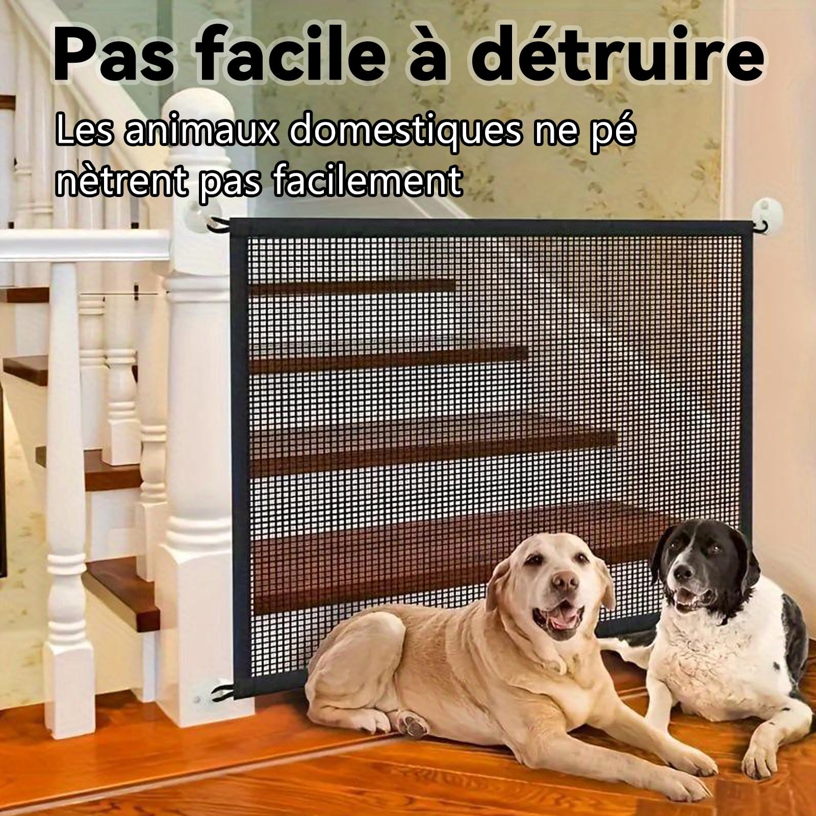 Barrière Mobile Chien Et Enfant 1,8 M X 0,72 M - Filet De Protection Sans Percer - Barrière Sécurité Escalier Amovible