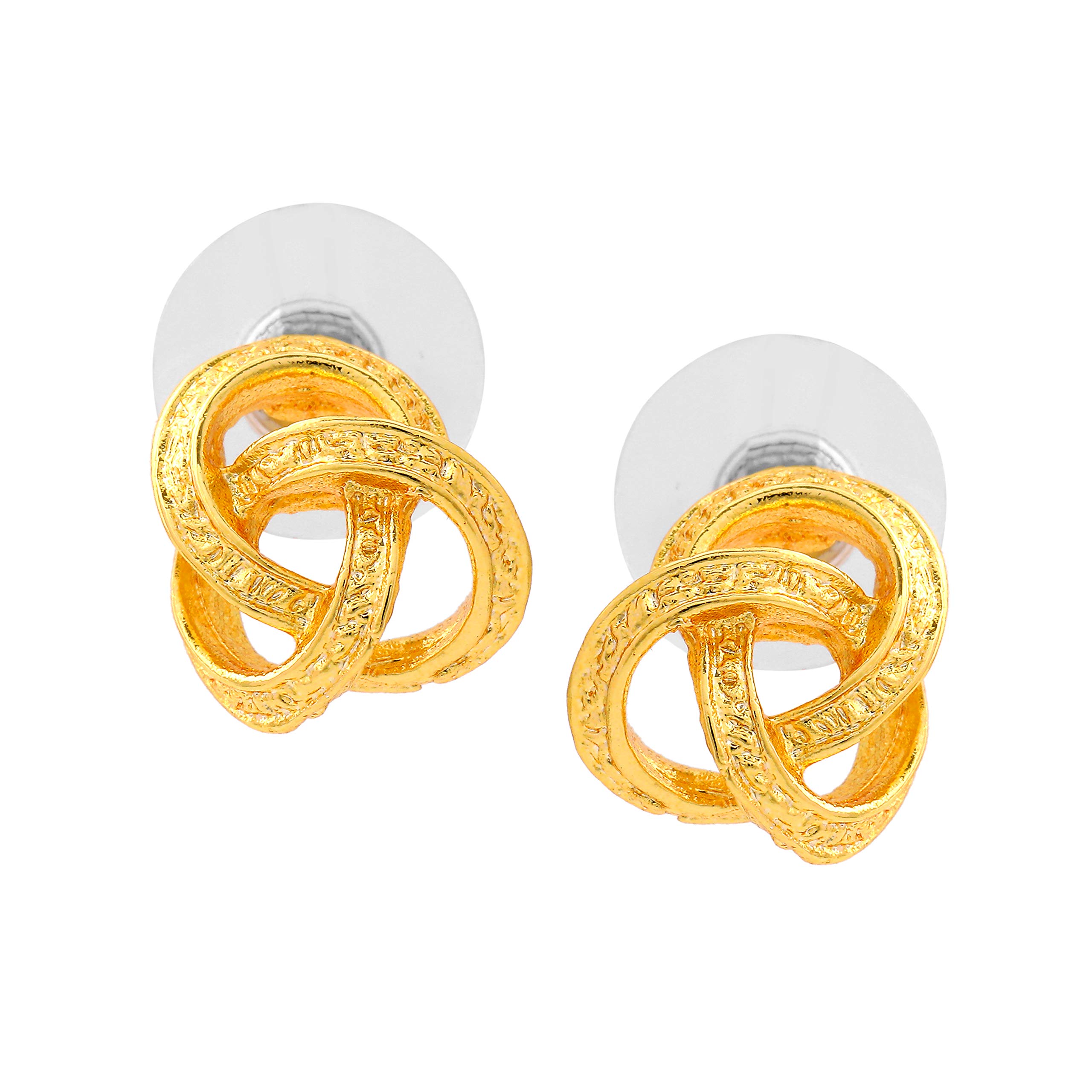 Metal Zinc Alloy Tone Pretzel Stud Earrings