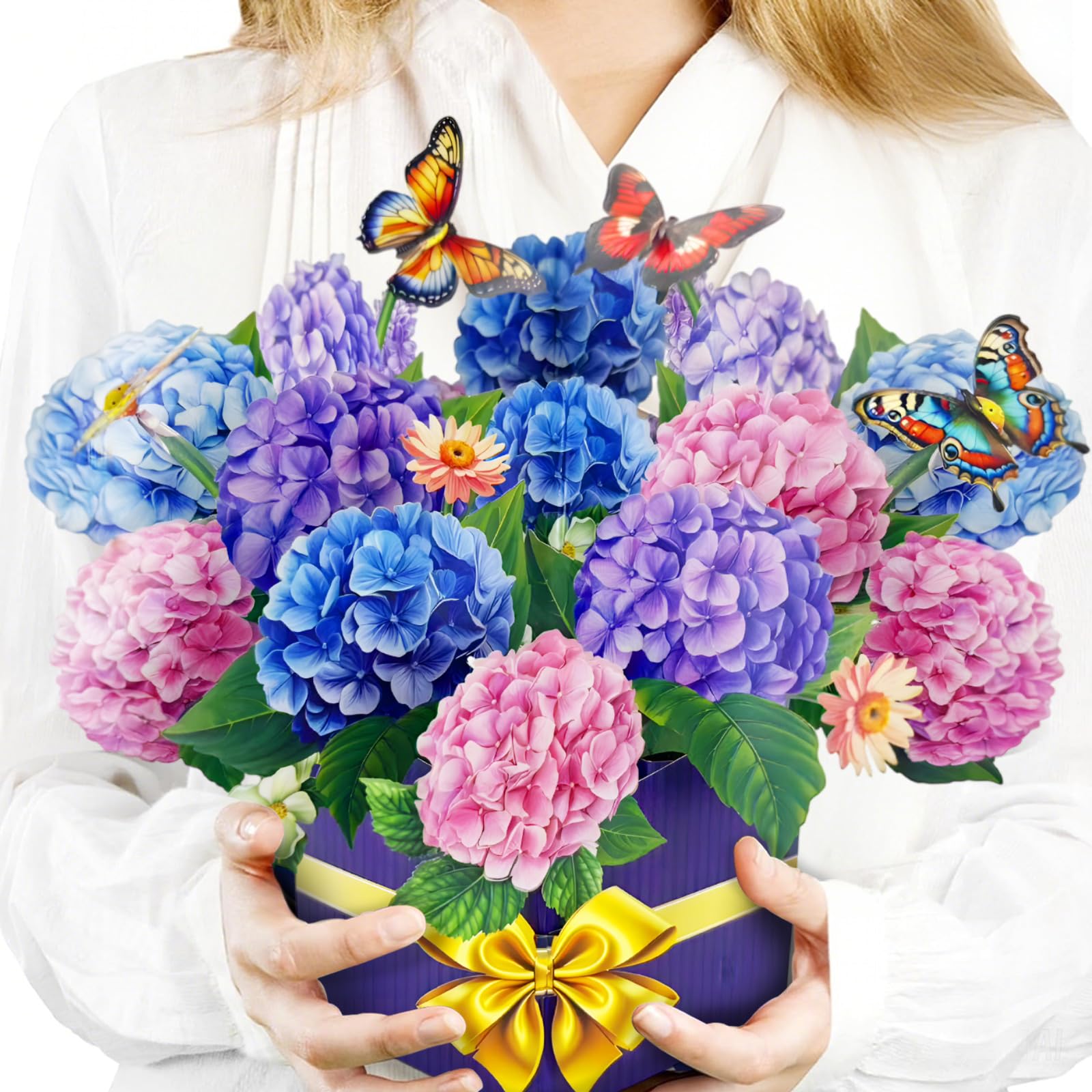 MysticHome 3D Pop-Up Greeting Card 1 PCS, Birthday Card for Mom with Paper Flowers, Mother's Day Gift Cards, Handmade Paper Flower Bouquet (Exquisite