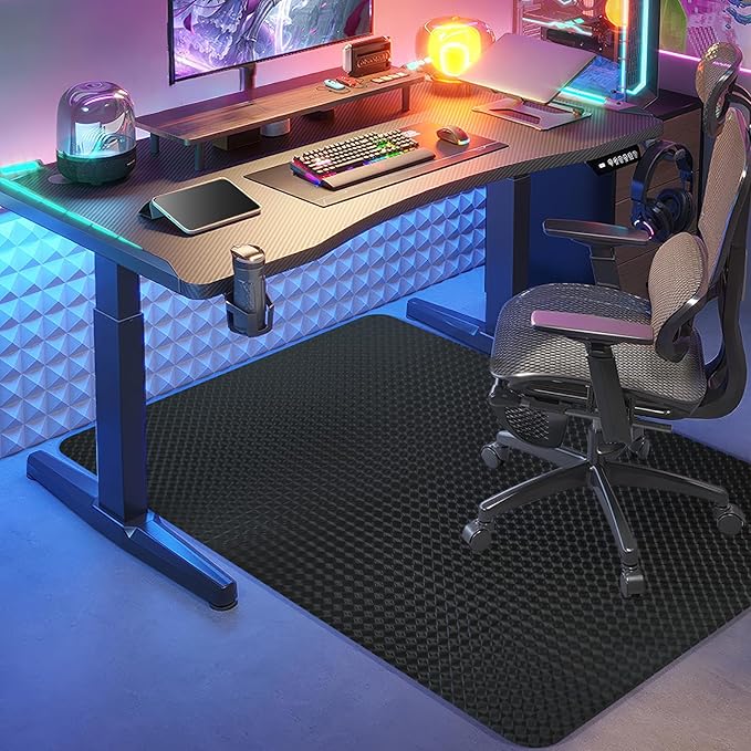 Vicwe Gaming Chair Mat for Hardwood Floor, 48"×36" Office Chair Mat, PVC Computer Chair Mats, Easy Glide, Floor Protector for Rolling Chair-Black