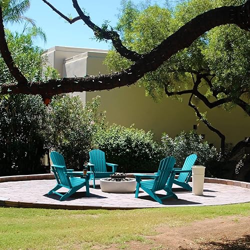 Miniatura 5 de FUNBERRY Silla Adirondack plegable, sillas para hogueras de HDPE para todo tipo de clima, con soporte para tazas para exteriores