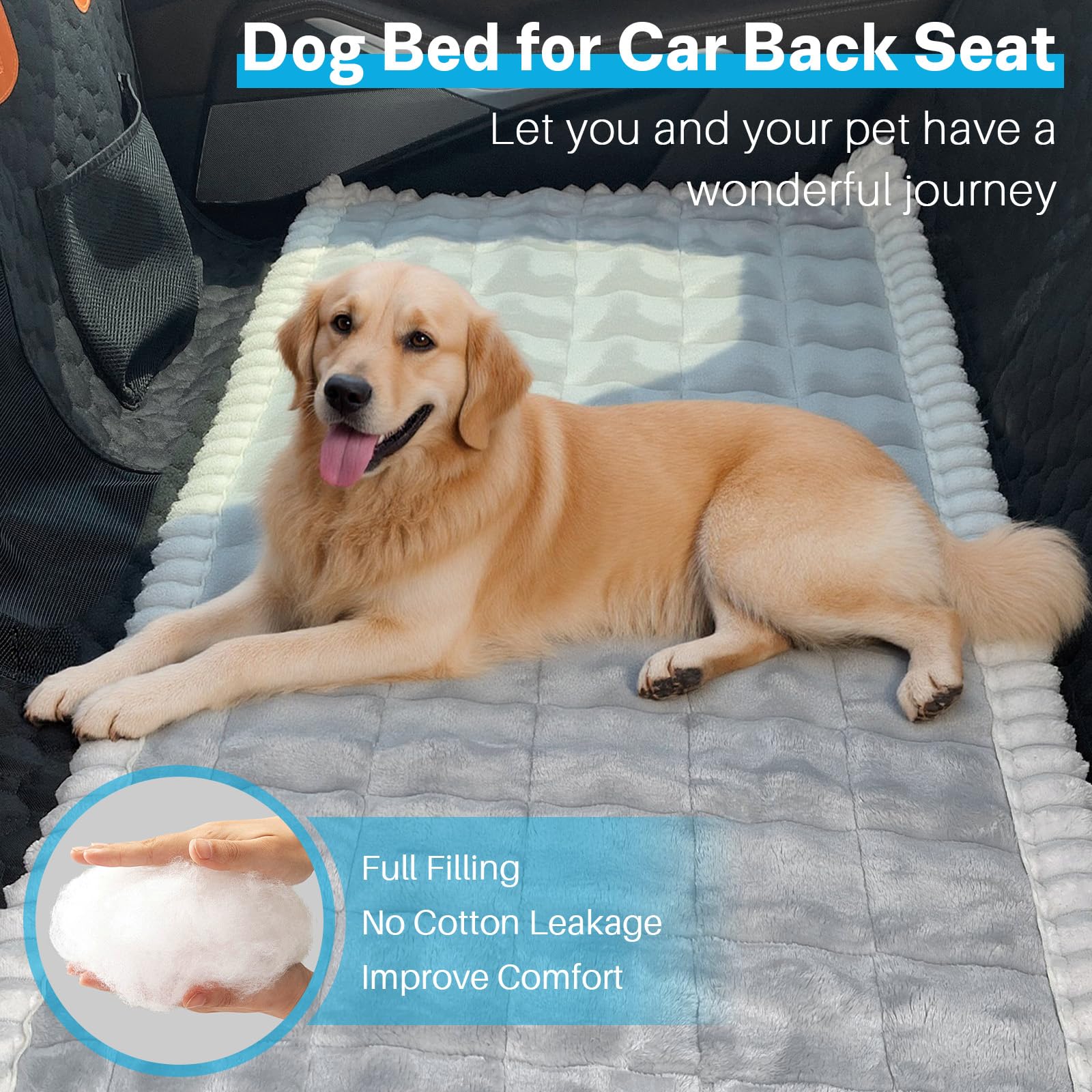 Backseat Pet Bed Mat, Truck Plaid Dog Bed for Car Back Seat Deluxe Dog Seat Covers, Non-Slip Travel Pet Mat - Image 4