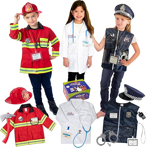 Miniatura 2 de Born Toys Juego de tronco de héroe y socorristas (policía, bombero, médico) y equipo de entrenamiento de ejercicio y gimnasio para niños y niñas de