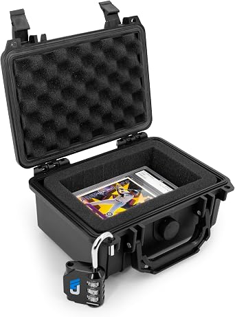 CASEMATIX Graded Card Case Storage Box for Sports Cards Compatible with 8 BGS, 13 FGS or 11 GMA PSA Graded Trading Card Slabs and More Collectible Cards - Airtight, Waterproof and Includes Padlock