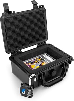 CASEMATIX Graded Card Case Storage Box For Sports Cards Compatible With 8 BGS, 13 FGS or 11 GMA PSA Graded Trading Card Slabs and More Collectible Cards - Airtight, Waterproof and Includes Padlock