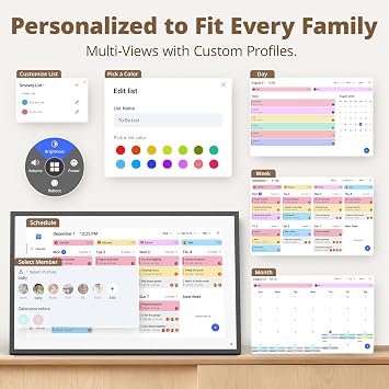 Digital Calendar 15 Wall Touchscreen, Electronic Family Chore Chart Black