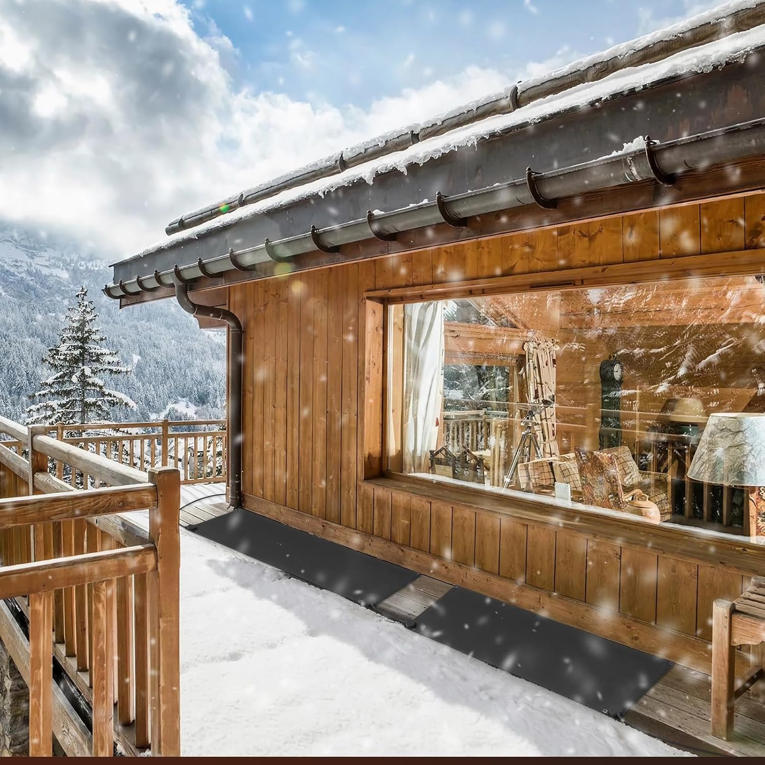 Winter Roof Gutter Graphene Heated Mat, Roof De-Icing Heating Cable Spacer, Heated Roof De-Icing Cable, With Pvc Shell, Most Cold To -20℃,12cmX300cm-220V