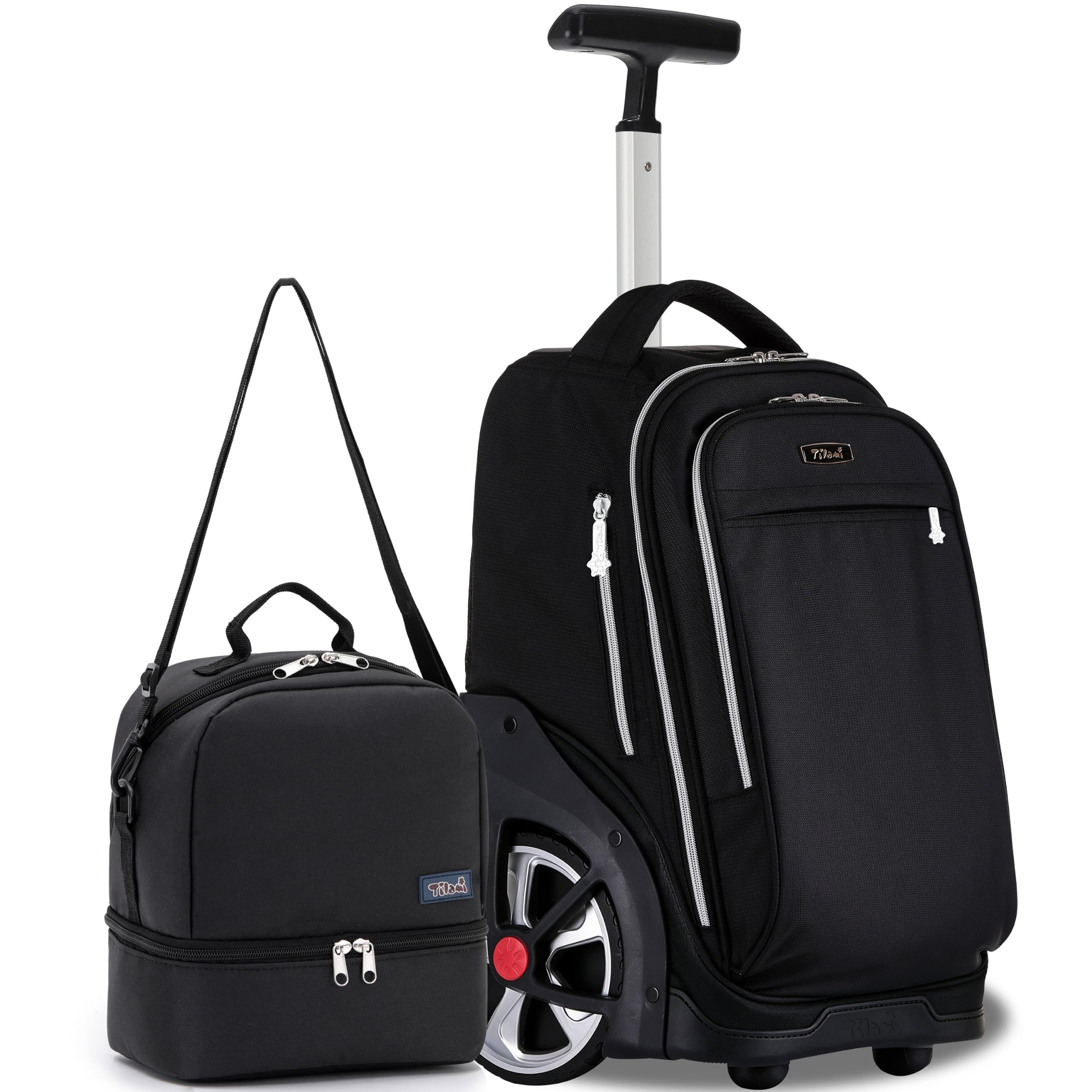 NEW TILAMI 19 Inch Rolling Backpack with Lunch Bag School Stair-Climbing | Stair-Climbing Teen Boys Girls Carry-on Suitcase Large Compartment 15.6 Laptop Sleeve Adjustable Handle Roller Travel Bag