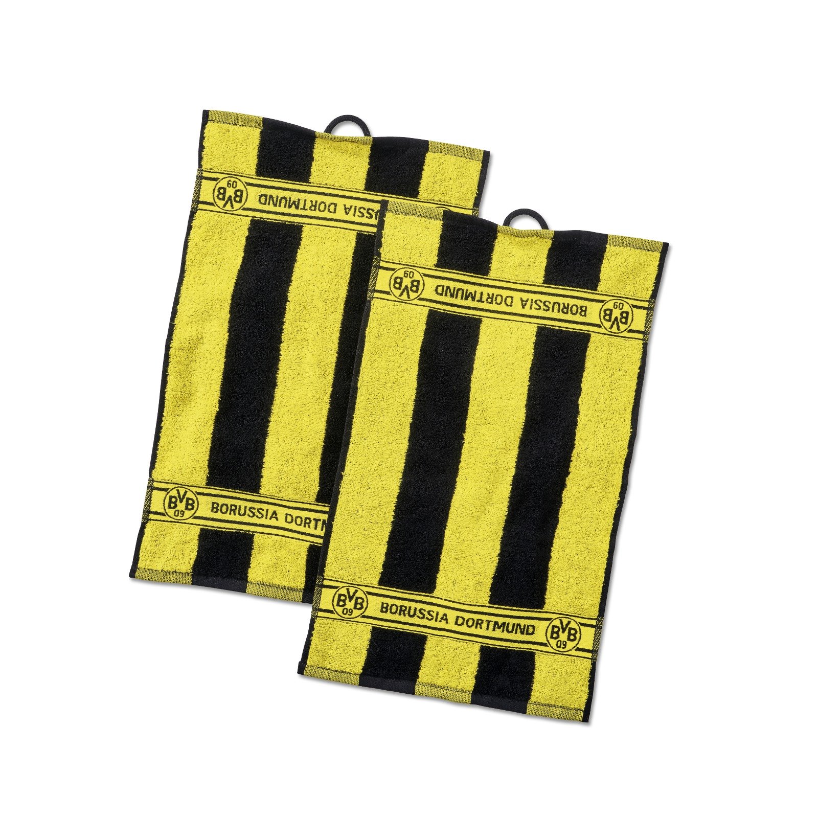 Borussia Dortmund Unisex BVB-güstehandtücher (2 Stück) G stehandt Cher mit Blockstreifen, Baumwolle, Schwarz/Gelb, 50 x 30 1 cm EU