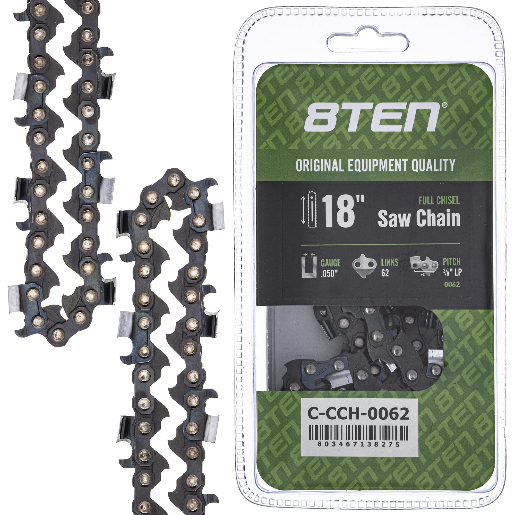 Amazon.com: 8TEN Full Chisel Chainsaw Chain 18 Inch .050 3/8