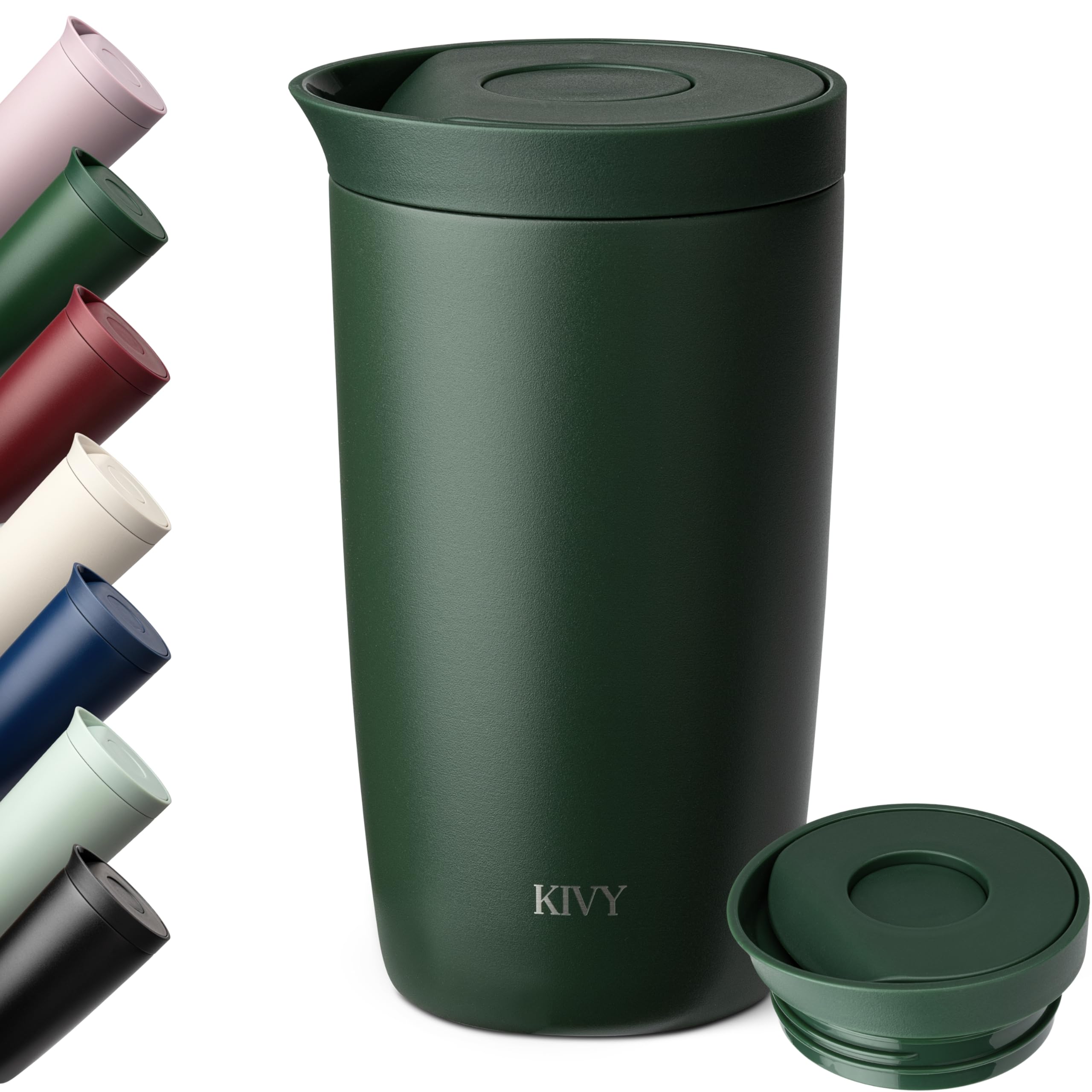 KIVY Thermobecher 350ml [6h Heiß & 24h Kalt] Für Kaffee, Tee & Iced Coffee - Kaffeebecher to go Thermo - Thermobecher Kaffee to go Becher - Trinkbecher Auslaufsicher & Spülmaschinenfest, BPA Frei