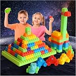 2025 Dernière 177 PCS 1 * 1-1 * 3 Grandes constructions de pouce pour les tout-petits Âges – Ensemble de briques avec voitures & Plaque de base, éducation STEM Jouet pour les enfants,1 2 3 4 5 6 Blocs (177psc+2 tableaux)