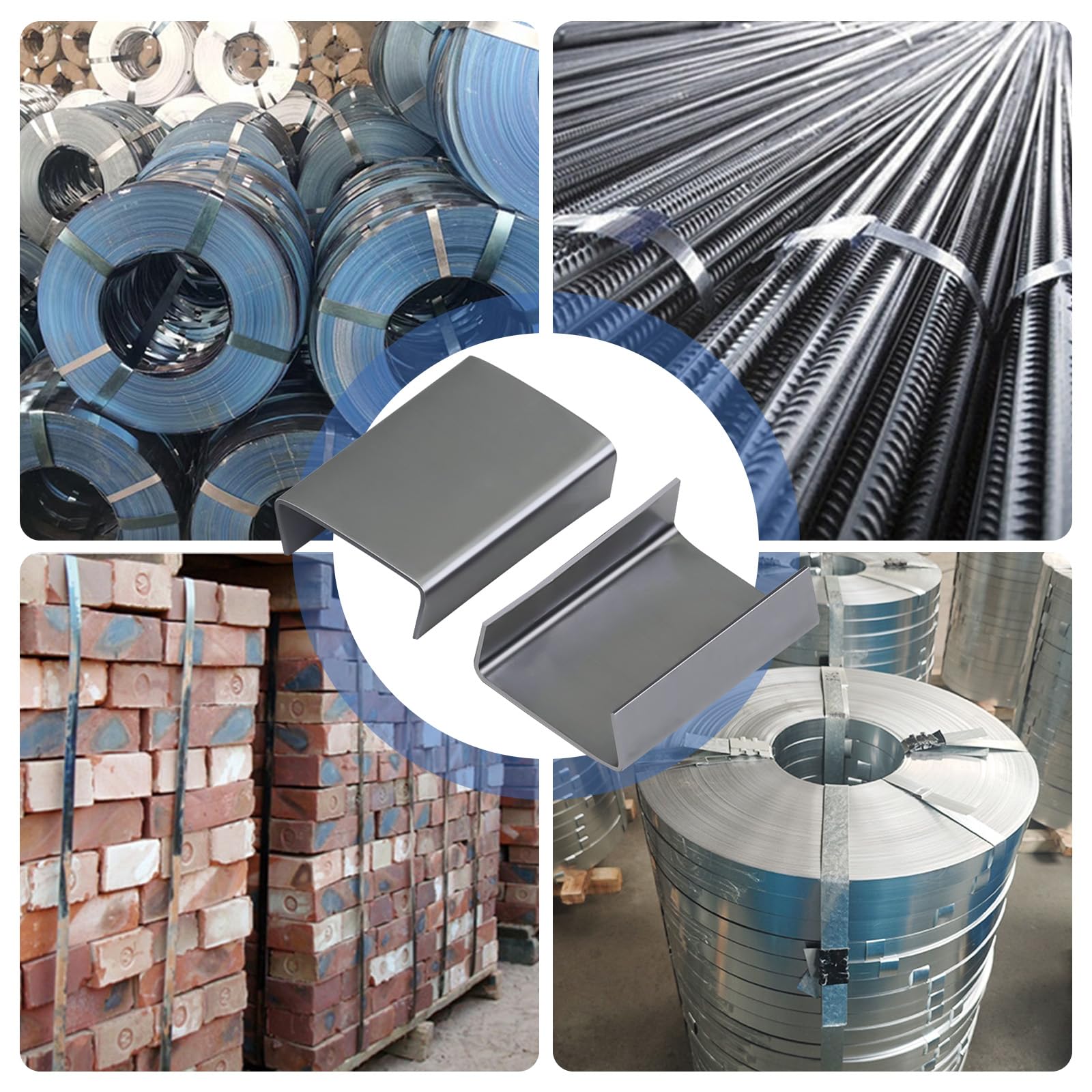 Lot De 1700 Pièces Joints à Clip Métal - Cerclage Acier 5/8 X 1 Ouvert - Type 4 - Paquet De Sangles PET