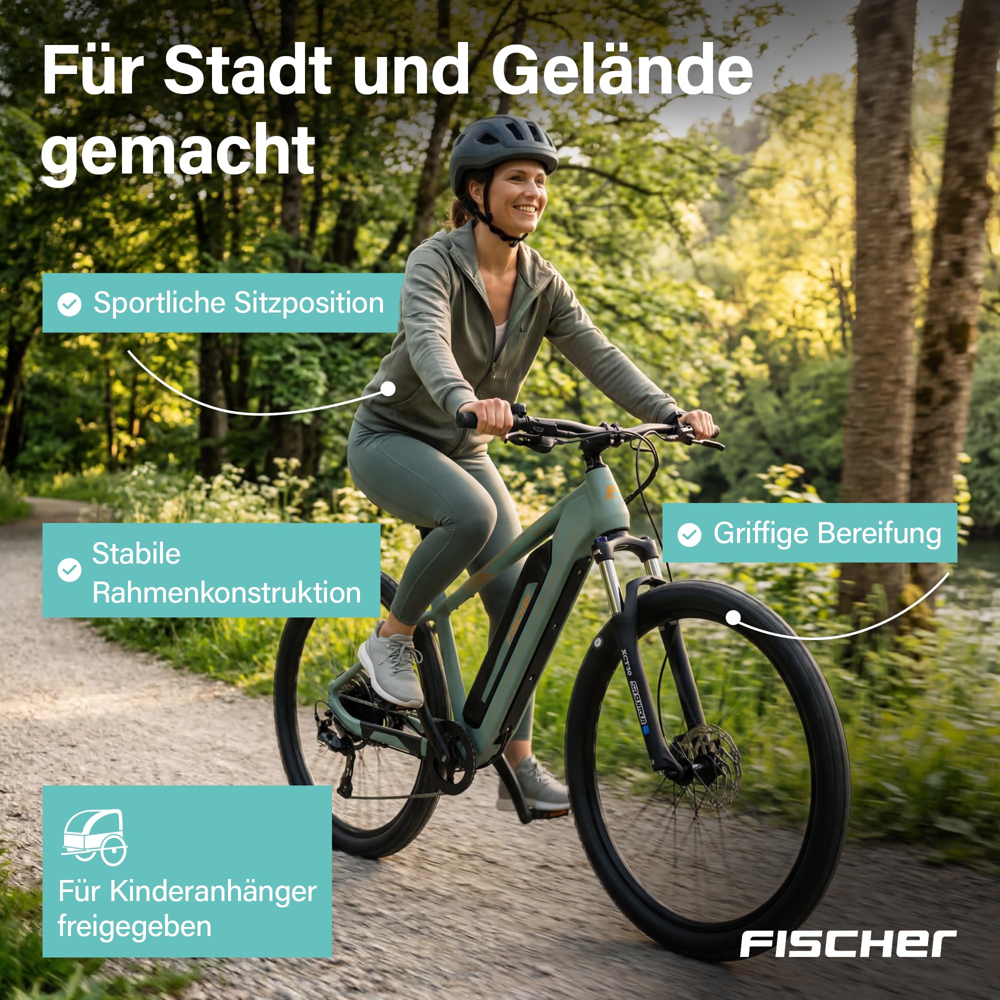 Fischer E-Bike MTB Montis 2.2 Active Elektrofahrrad für Damen und Herren, RH 43, Heckmotor 50 Nm, 48 V Akku