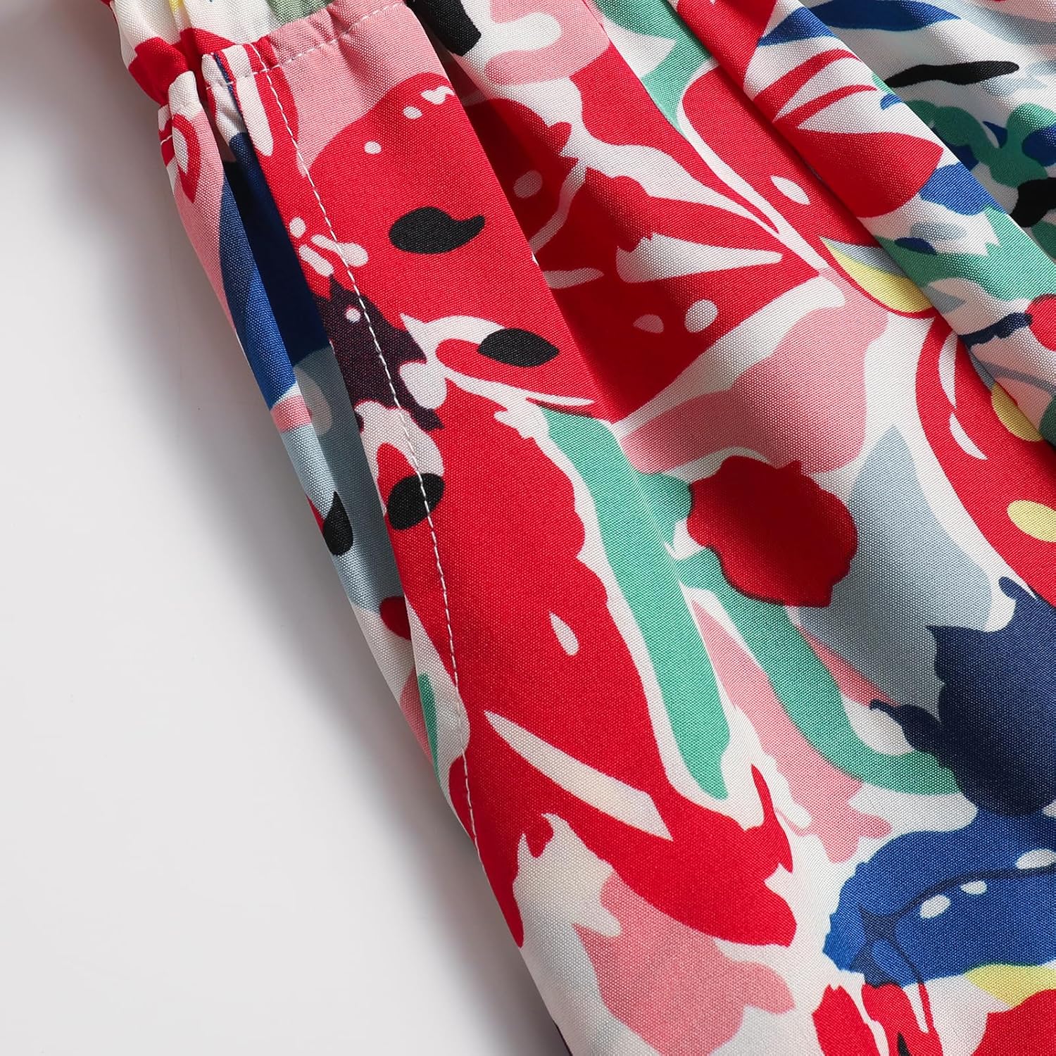 Women's High Waist Elastic Waist Skirt Printed with Pocket A-line Skirt in Spring Summer and Autumn