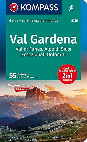 KOMPASS guida escursionistica Val Gardena, Val di Funes, Alpe di Siusi, 55 itinerari: cartina escursionistica, Download gratuito dei dati GPX: 5735