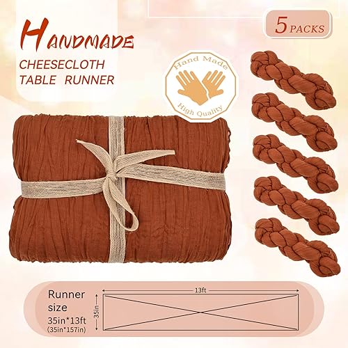 Miniatura 10 de Paquete de 10 caminos de mesa de estopilla verde oscuro, 10 pies x 35 pulgadas, gasa rústica verde esmeralda, bohemio, decoración de mesa de boda,