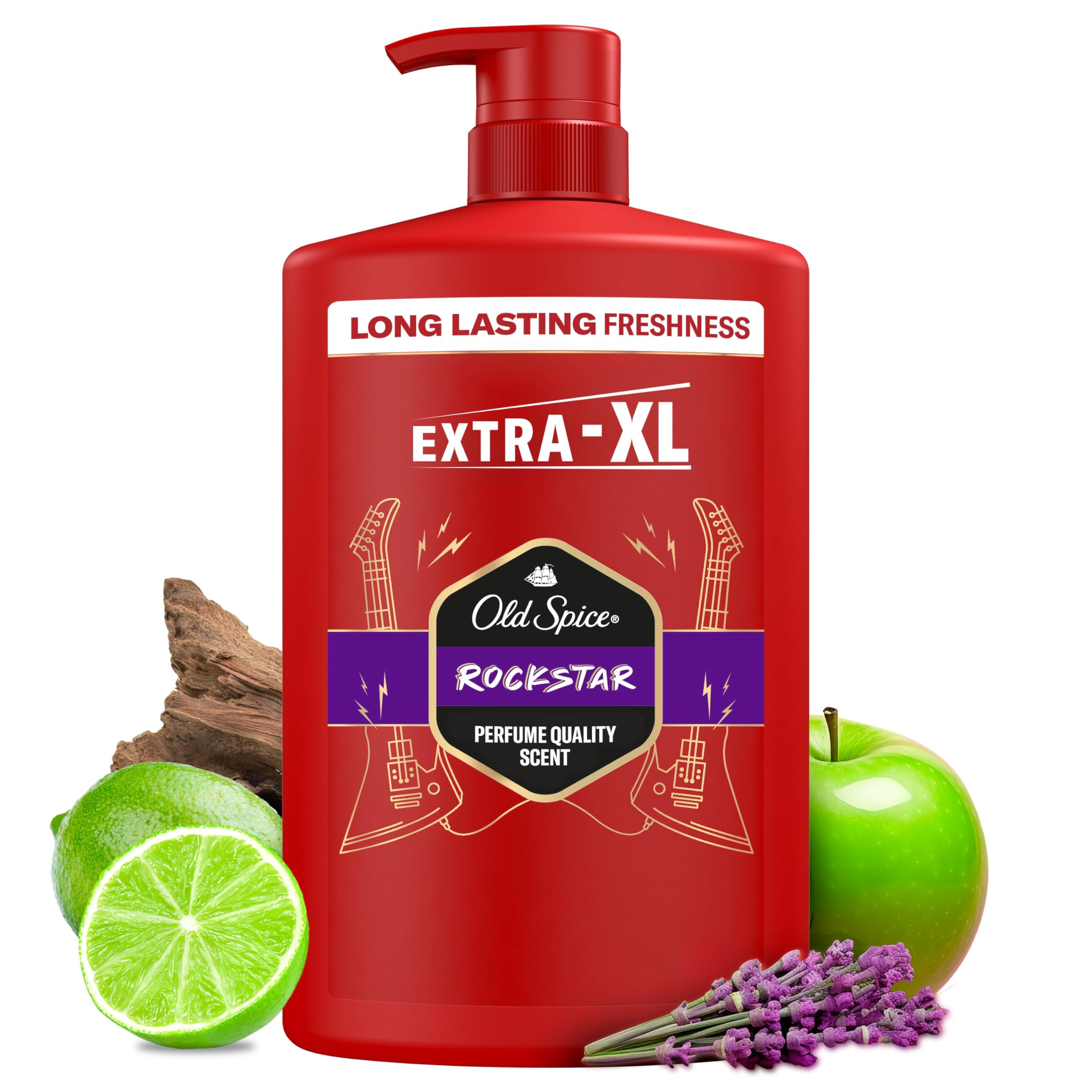 Old Spice Rockstar Men’s Shower Gel & Shampoo 1000ml, Multi-Use 3-in-1 Body-Hair-Face Wash, Long Lasting Freshness, Perfume Quality Scent, Deep Cleansing
