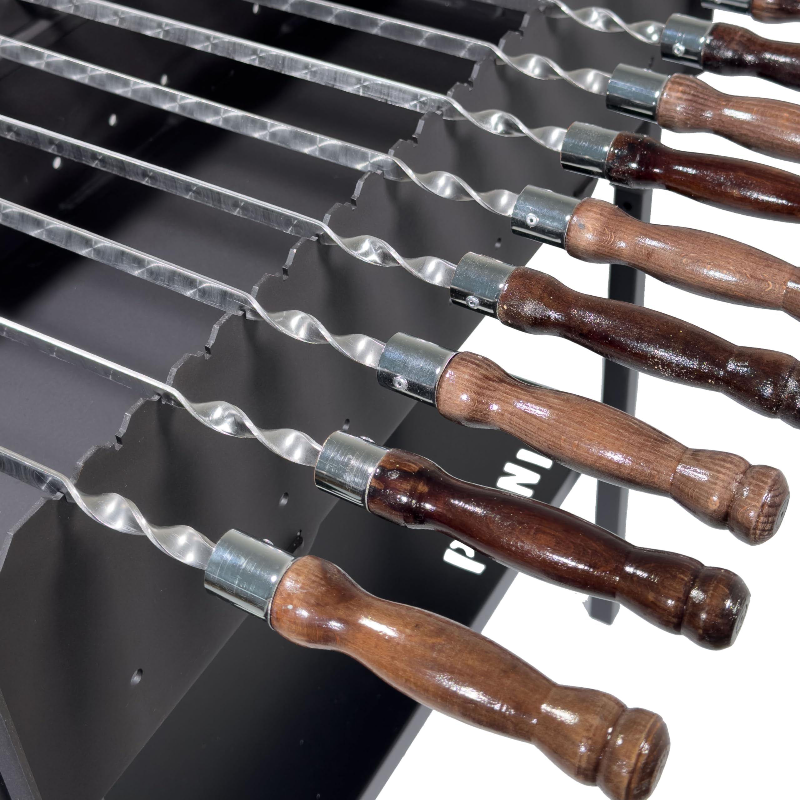 Gartengrill | Schaschlikgrill für 21 Spieße – Massiver Holzkohlegrill aus 3 mm Stahl, zerlegbar & kompakt verstaubar, stationärer Metallgrill für Garten, Terrasse & Outdoor BBQ