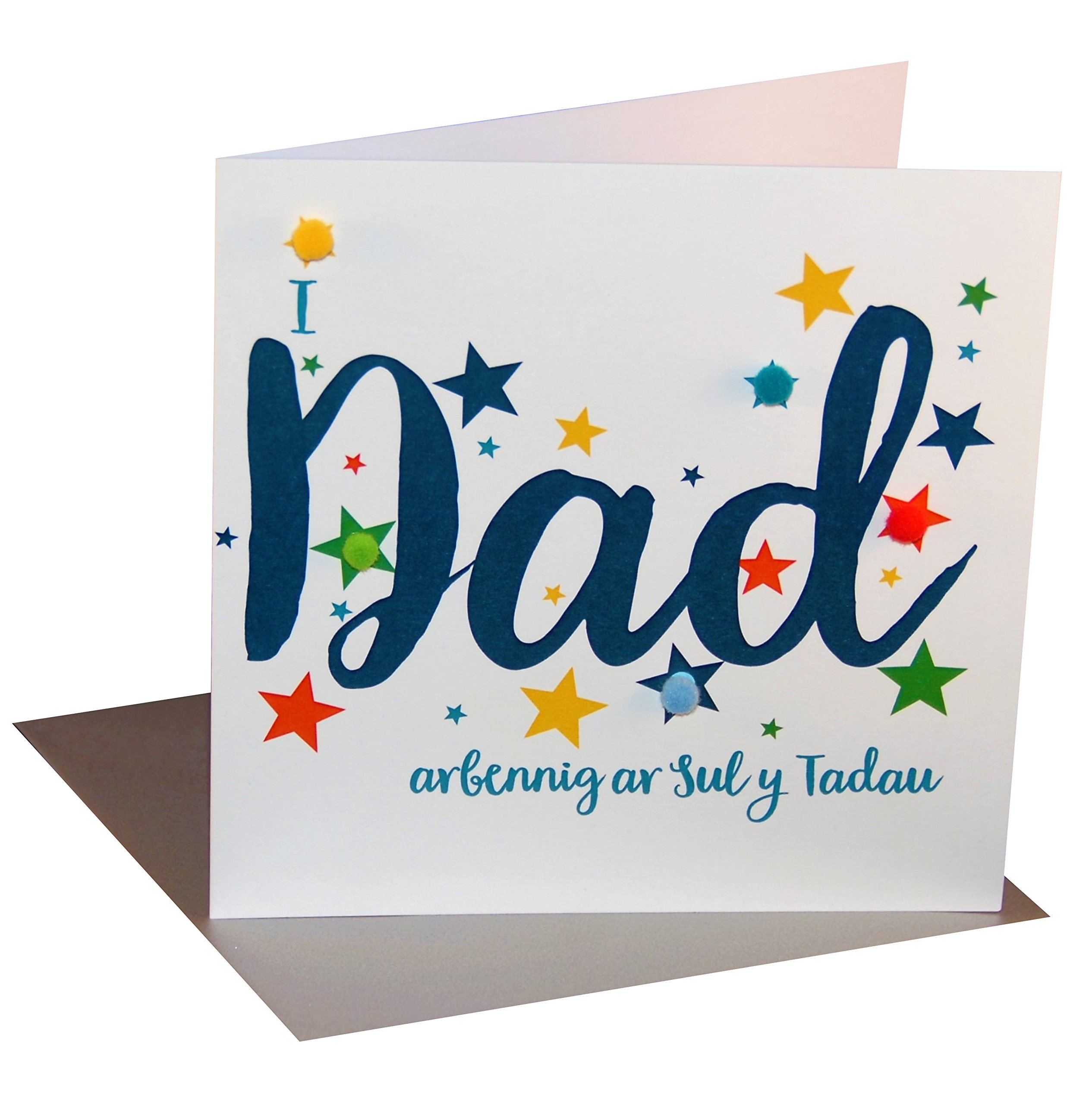 Welsh Father's Day Card, Sul Y Tadau Hapus, Super Dad, Pompom Embellis – Claire Giles Greetings Cards
