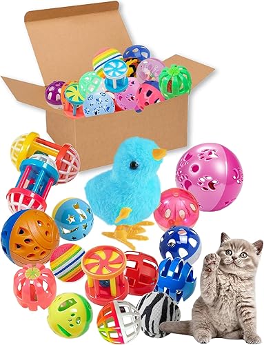 Juego de juguetes para gatos de 16 piezas con cuerda para gatos y gatitos de interior, Happy Pounce (1.5 a 3.7 pulgadas, juguetes para gatos de lujo)