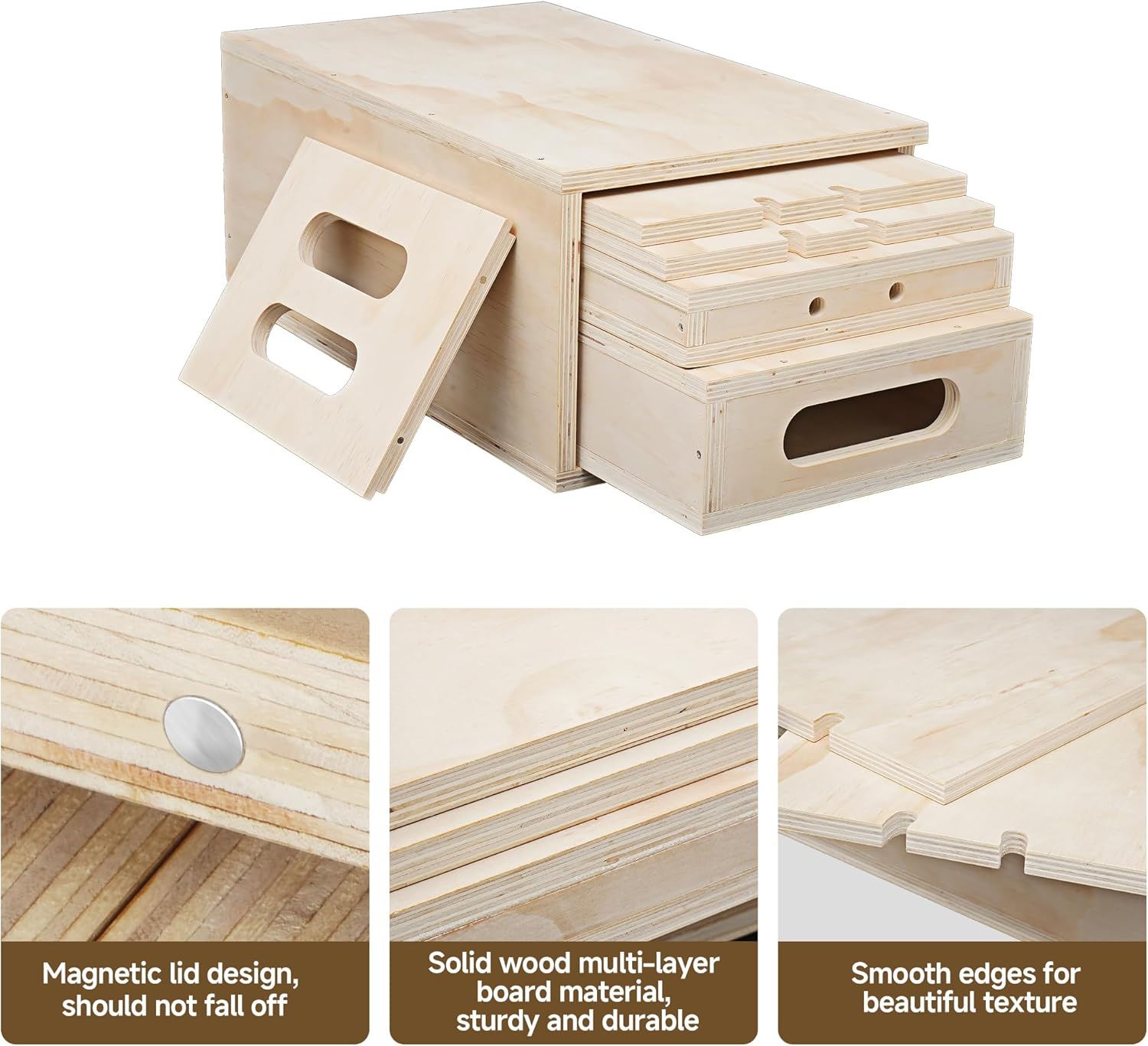 MYOYAY Photography Apple Box Set of 5, Standard Studio Apple Box with Magnetic Lid for Photo Studio Film Photography Prop, Nesting Apple Boxes Set for Supporting Height-Adjusting