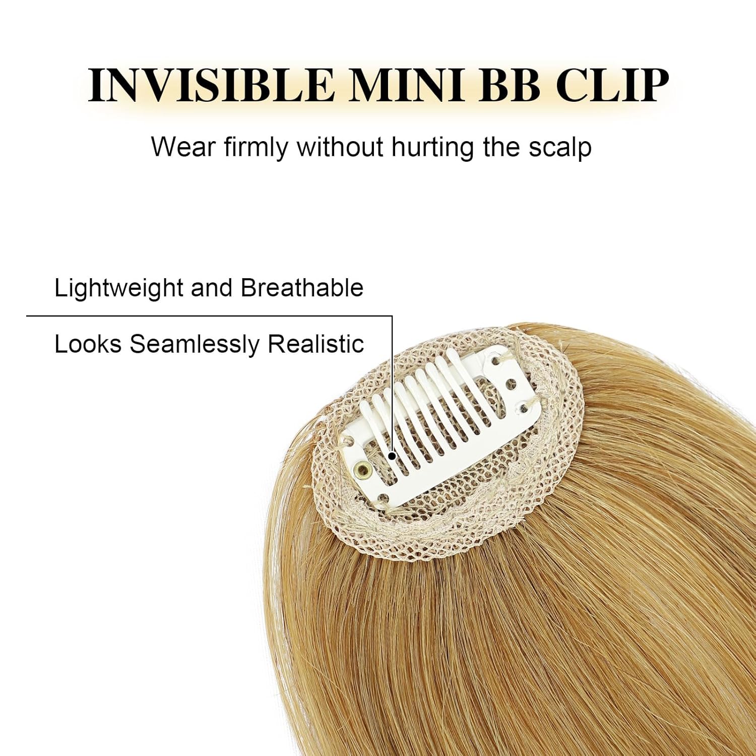 BOGSEA Clip in Bangs 100% Human Hair Bangs with Temples Bangs Hairpieces for Women Clip in Fake Bangs for Daily Wear (Honey Blonde, Wispy Bangs) - Image 5