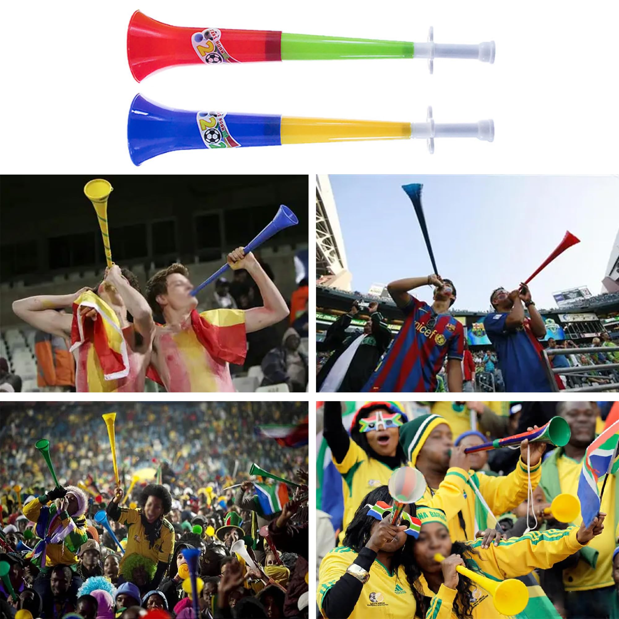 2 Pcs Corne Vuvuzela Tröte Très Bruyant Klaxons Bruyants Jouer Trompette Plastique Fanfare Football Corne Stade Faiseurs Bruit Fan Claironne Bruyamment Événements Sportifs Match