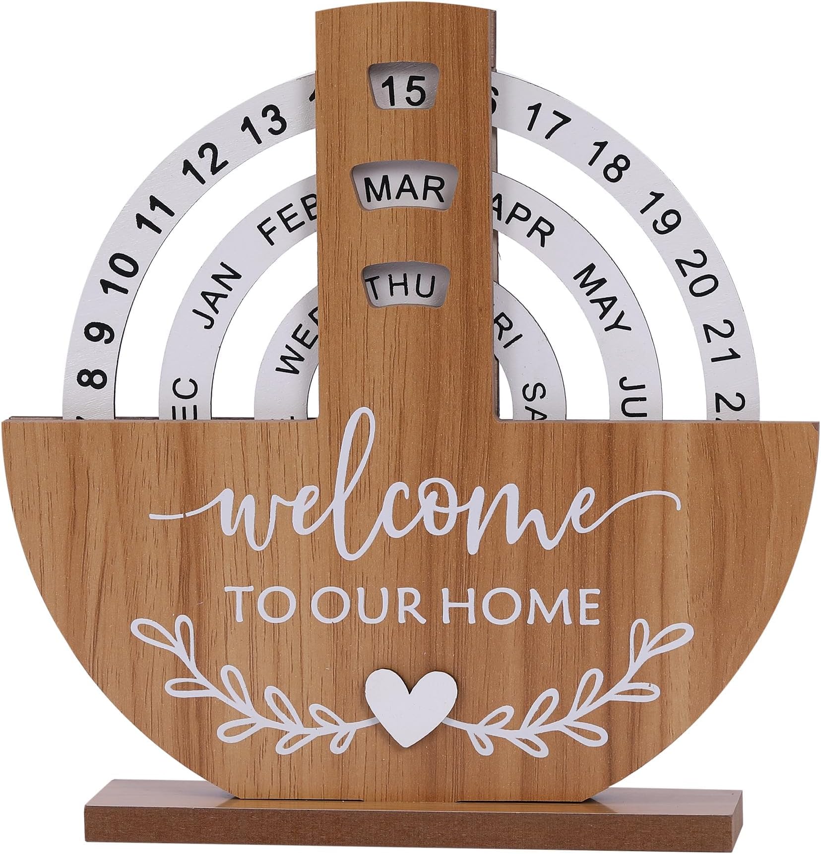 NALACAL Perpetual Calendar, Wooden Disc Perpetual Calendar, Manual Rotating Wooden Block Calendar For Home Office Desk Date Week Month Accessories (Observation Wheel Calendar)