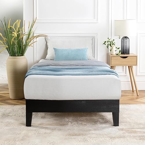 Miniatura 28 de Mellow Naturalista Classic - Cama de plataforma de madera maciza de 12 pulgadas con listones de madera, no necesita somier, fácil montaje, tamaño