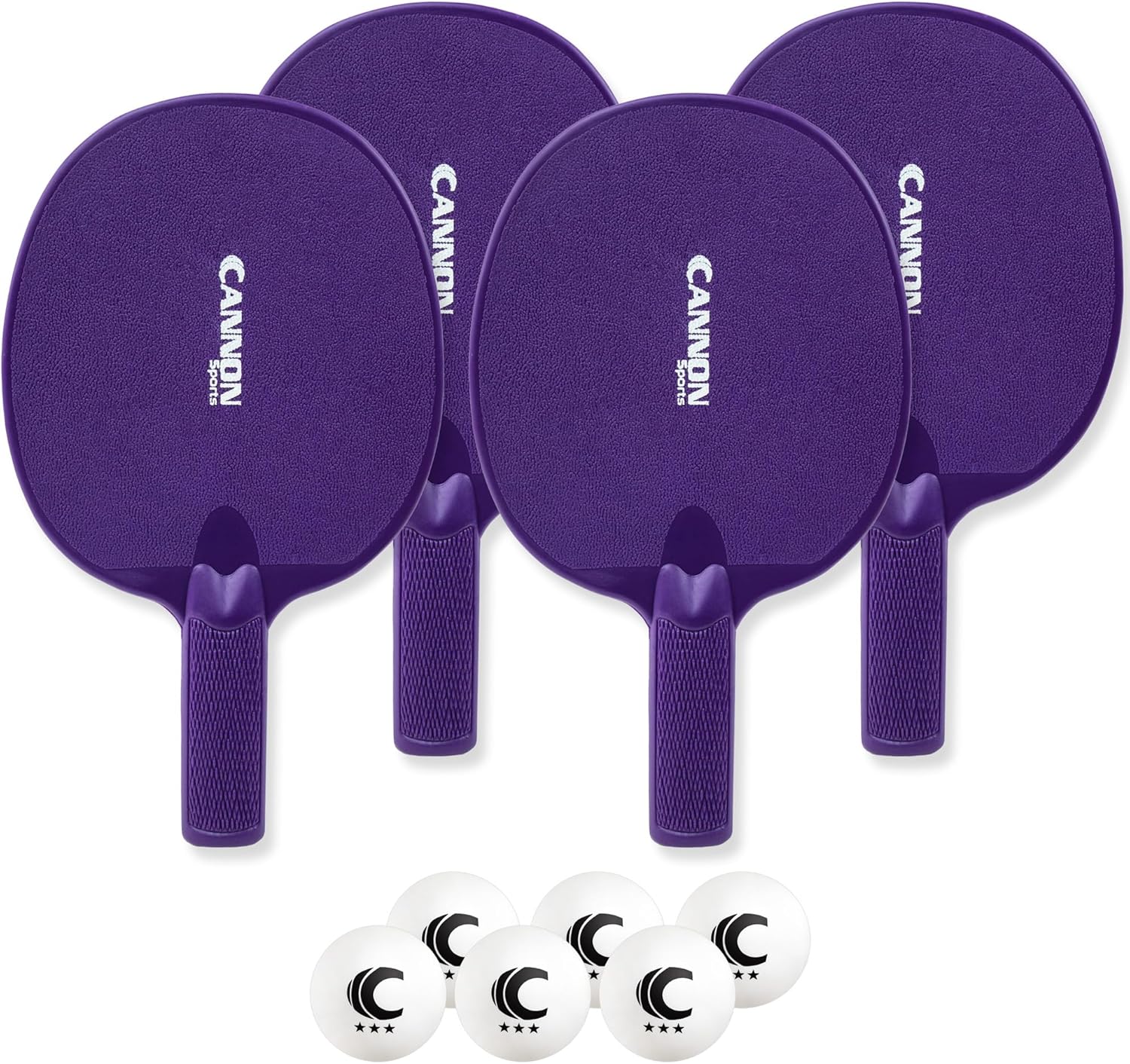 Cannon Sports Unbreakable Table Tennis Paddle Set - 4 Rackets with 6 Pack of 3-Star Table Tennis Balls – Portable Set for 4 Players