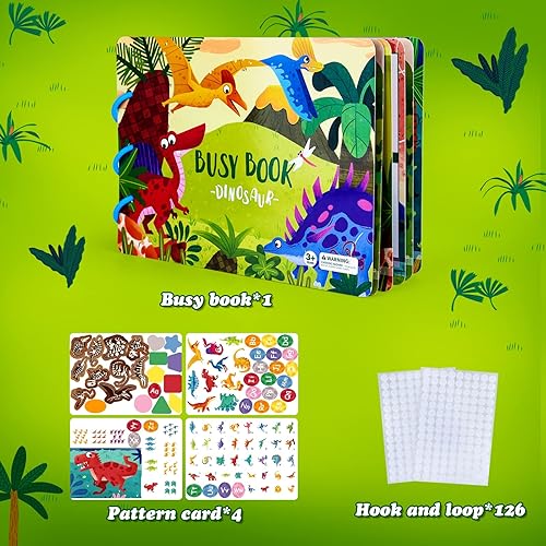 Miniatura 2 de ASTARON Montessori Toys Libro de actividades para niños pequeños de 3, 4, 5, 6 años, juguete de dinosaurio para niños preescolares, juguetes