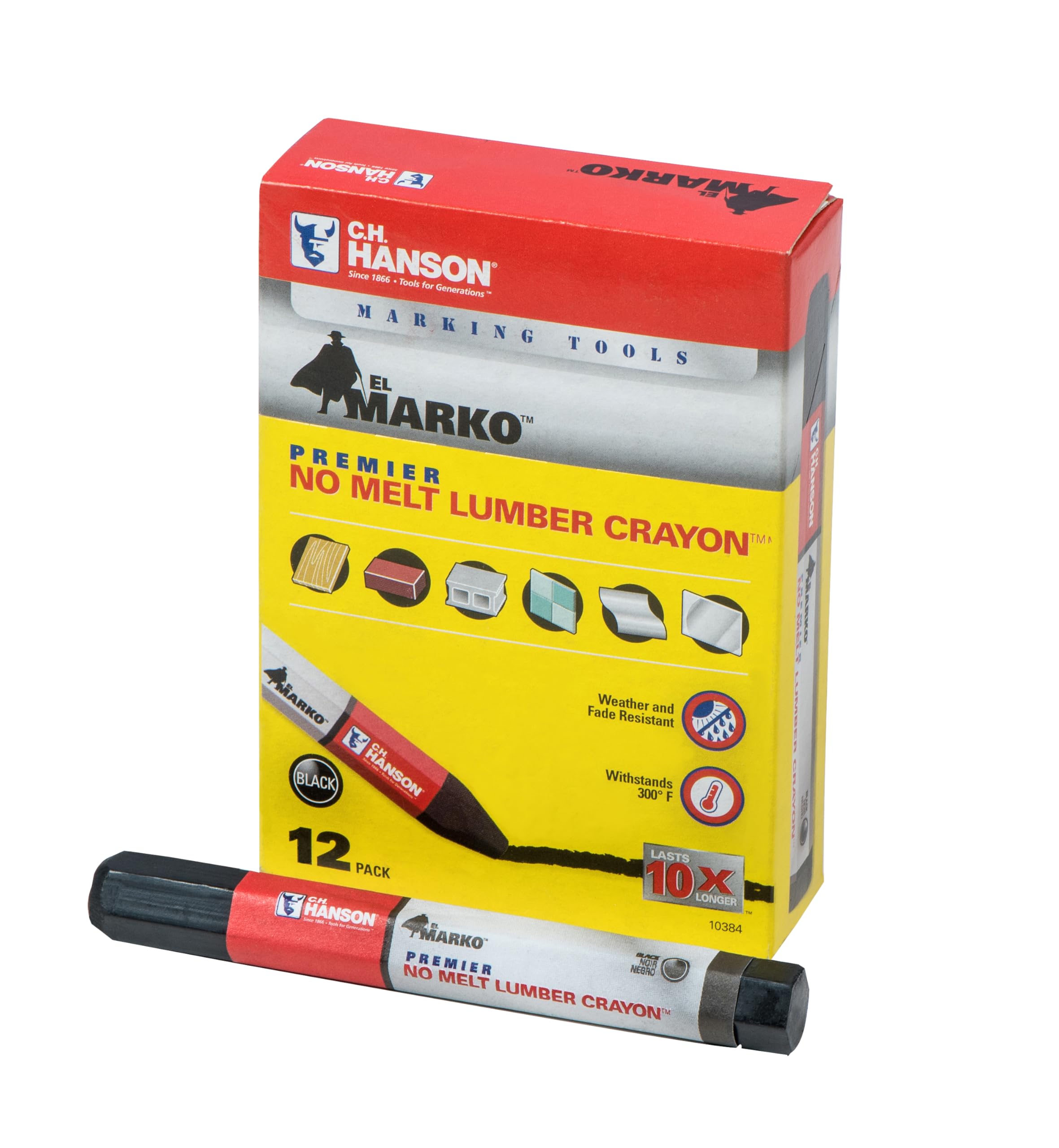 Amazon.com: CH Hanson Black Premier Lumber Crayon 12-Pack 10384