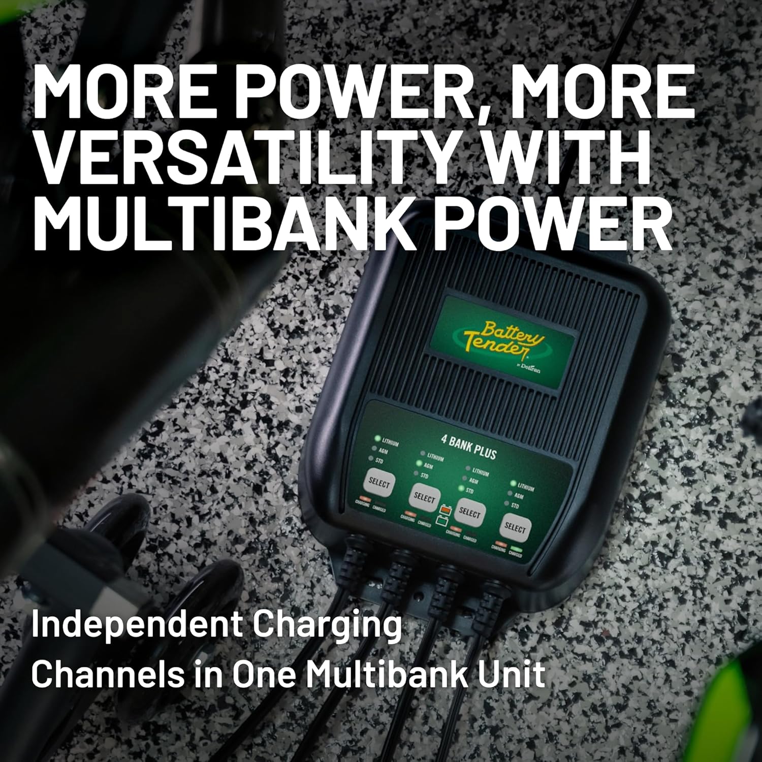 Battery Tender Plus 4 Bank Multibank Charger - 5 AMP (1.25 AMPs Per Bank) - Smart 12V Multi Battery Charger and Maintainer for Standard, AGM, and Lithium LiFePO4-022-0148-DL-WH