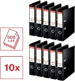 Esselte Standard, Pack of 10 Lever Arch Files, Black, 75 mm Spine, A4, PP, 320250 - 2
