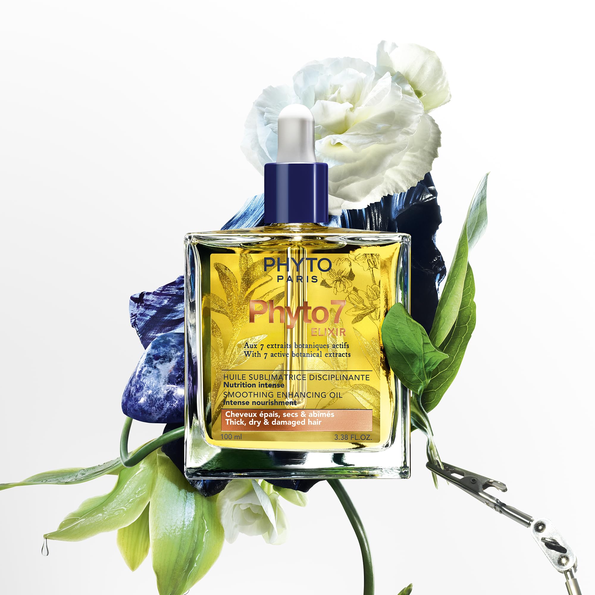 Phyto Paris Phyto 7 Elixir - Olio Sublimante Disciplinante 100 ml - Capelli spessi, secchi e danneggiati - Cura multiuso, nutrizione intensa, disciplina e rifinisce - 99% di oli botanici naturali