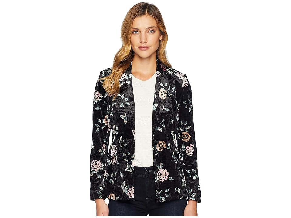 

Tahari by ASL Floral Printed One-Button Jacket (Black/Rose/Green) Women's Coat