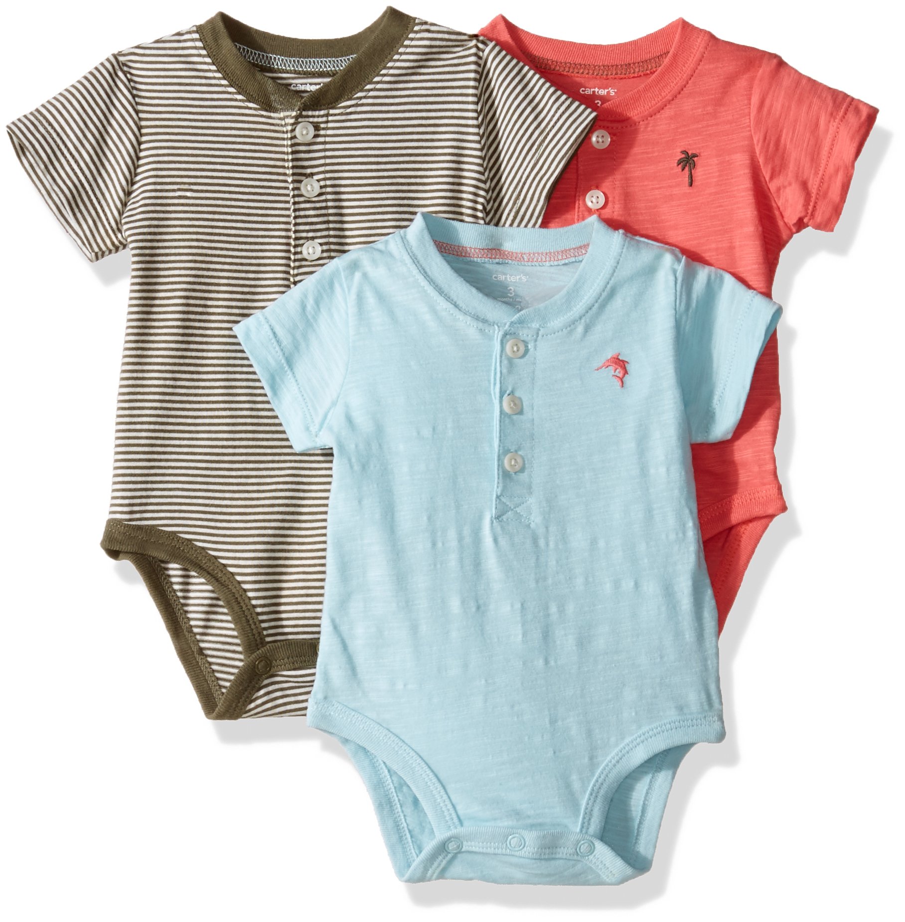 Carter's Baby chłopięcy 3-pak body z krótkim rękawem Henley