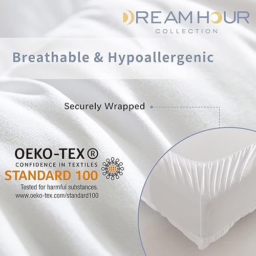 Miniatura 6 de Cubrecolchón de tamaño matrimonial grueso y transpirable, suave y acolchado, con bolsillo profundo que se adapta a 8-18 pulgadas (54 x 75 pulgadas,