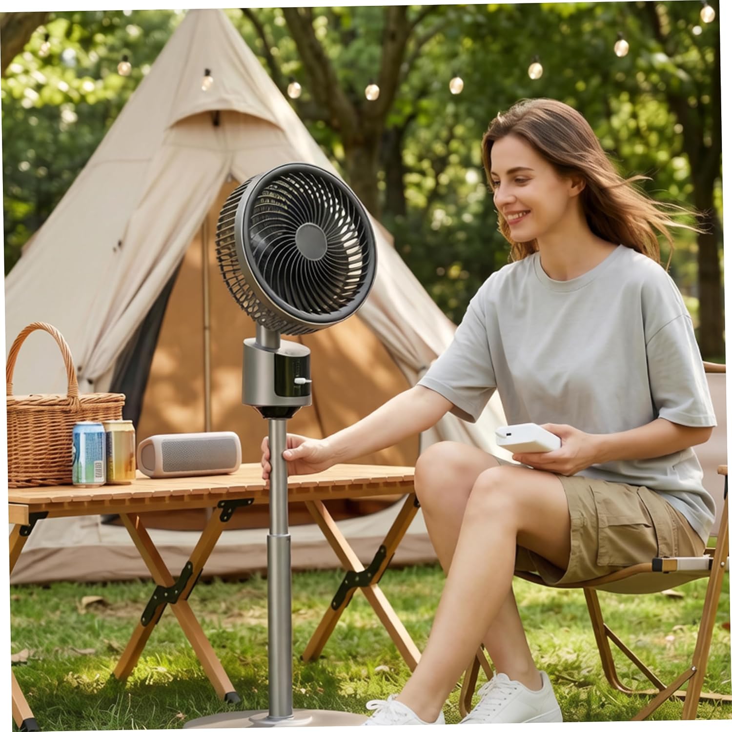 Pedestal Fans Adjustable, 3 Speeds Pedestal Standing Fans For Bedroom, Quiet Stand Up Fan With Usb Power, 5m Air Circulation - Dark Gray ;1